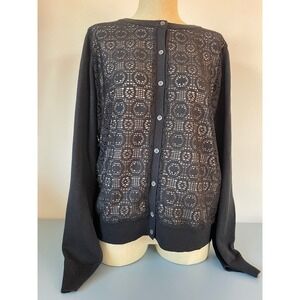 Banana Republic womens black lace front cardigan size XL